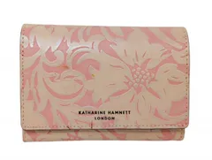 未使用 キャサリンハムネット 財布 折り財布 型押し 花柄 ナデシコ レザー サーモンピンク ピンク　KHP432　フラップ KATHARINE HAMNETT  ミディアム財布　のサムネイル