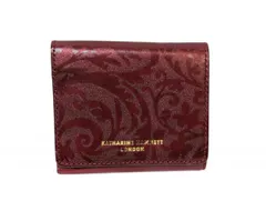 未使用 キャサリンハムネット 財布 型押し 花柄 レザー ワインレッド　三つ折り財布 KATHARINE HAMNETT  のサムネイル
