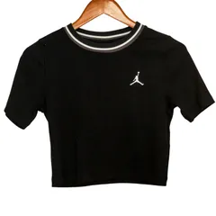 JORDAN　ジョーダン　NIKE　ナイキ　ジャンプマンロゴ リブライン 半袖クロップドTシャツ ブラック Sサイズ FV7090-010のサムネイル