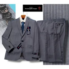 新品19.5万円 大手百貨店扱い 春夏『Ermenegildo Zegna ゼニア TROPICAL 伊製生地』ウール100% ストライプ ツーパンツスーツAB7灰(H)1509672のサムネイル