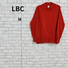 LBC 長袖ニット セーター 赤 M 古着 モックネックのサムネイル