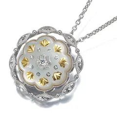 ミキモト ネックレス シェル ダイヤ ダイヤモンド 0.02ct ピクウェ ロング K18WG/YG #186574 限界値下げ品のサムネイル