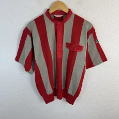 PIA SPORTS ピアスポーツ ポロシャツ ニット ストライプ レッド グレー メンズ 古着 レトロ クラシックのサムネイル
