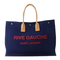 未使用 展示品 サンローラン SAINT LAURENT リヴ ゴーシュ ラージ トート バッグ キャンバス ネイビー ベージュ 509415 90335315のサムネイル