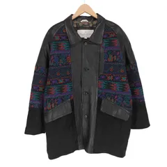 プレイボーイ PLAYBOY SPORT lamb leather 総柄 ニット 切替 ラムレザー ハーフコート メンズ JPN：4 のサムネイル