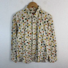 CIAO チャオ 長袖シャツ 総柄 ホワイト L メンズ 古着 レトロ シンプルのサムネイル