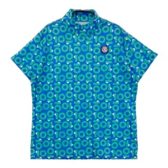 サイズ：LL AND PER SE アンパスィ  モックネック 半袖Tシャツ ロゴ総柄 ブルー系 [240101742582] ゴルフウェア レディース ストストのサムネイル