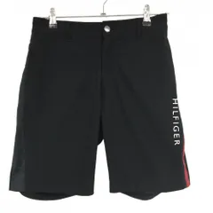 【美品】トミーヒルフィガー ハーフパンツ 黒 メッシュ調 サイドロゴ ウエスト一部ゴム メンズ M ゴルフウェア Tommy Hilfiger Golfのサムネイル