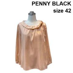 ◆ ペニーブラック PENNY BLACK 長袖ブラウス リボン ラッフルカラー ドロスト プルオーバー トップス ピンク 絹混 42 L レディース Z6D315のサムネイル