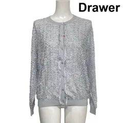 ◆ ドゥロワー Drawer フリンジカーディガン ニット 長袖 クルーネック トップス グレー系 コットン100％ M～L 9～11号 レディース S6I143のサムネイル