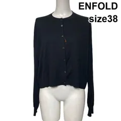 ◆ エンフォルド ENFOLD ニットカーディガン 長袖 クルーネック ショート丈 トップス 黒 シルク コットン 38 M 9号 レディース S6I192のサムネイル