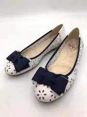 未使用■unReef relaxie アンリーフ リラクシー レーザー カット リボン フラット パンプス size23.5cm/ホワイト×ネイビー ■◇ レディースのサムネイル
