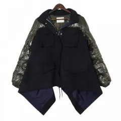 サカイ ダウンジャケット レディース フード付き 異素材 ジャケット 服  Sacai カーキ ネイビー 紺 シルバー金具 ナイロン    春 秋 冬 美品【中古品】のサムネイル