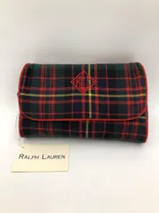 展示品■Ralph Lauren ラルフローレン チェック柄 ミラー付き コスメ ポーチ レッド ■■ レディースのサムネイル