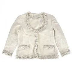 シャネル アウター レディース ノーカラージャケット ジャケット アパレル 服 CHANEL 42 アイボリー シルク   【中古品】のサムネイル