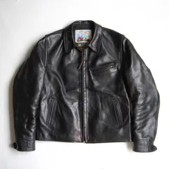 【ビッグサイズ42/美品】AERO LEATHER【ハーフベルト ホースハイド レザー ジャケット】 ブラック エアロレザー 26070458のサムネイル
