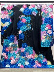 振袖 銀通し ラメ刺繍 金彩 紋意匠 身丈171cm 撥水加工済 MO3874 
