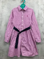 POLO RALPH LAUREN ポロ ラルフローレン ストライプ ベルト付き シャツ ワンピース size7(130/64)/パープル×ホワイト ■◇ キッズのサムネイル