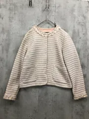 Jewel Changes ジュエルチェンジズ ユナイテッドアローズ ツイード フリル スーツ ノーカラー ジャケット ベージュ ■■ レディースのサムネイル