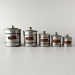アンティーク　フランス蚤の市　キャニスターセット　アルミ缶　キッチン　ブロカント アンティーク フランス蚤の市 キャニスターセット アルミ缶 キッチン
