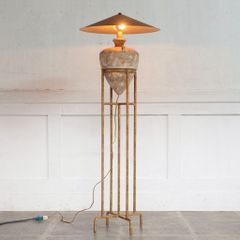 フロアライト ランプ 照明 電気 大型 傘 球状 金属 レトロ