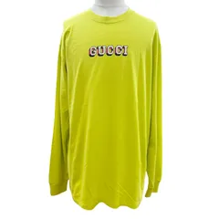 未使用品▼GUCCI グッチ 24SS 581903 XJF5P ロゴプリント クルーネック ロングスリーブ 長袖Ｔシャツ ライムイエロー L 正規品 メンズのサムネイル