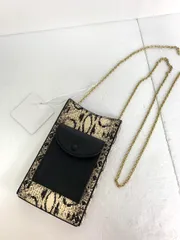美品 CAFUNE カフネ パイソン柄 ゴールドチェーン スマホ ショルダー バッグ ブラック/ベージュ ■■ レディースのサムネイル