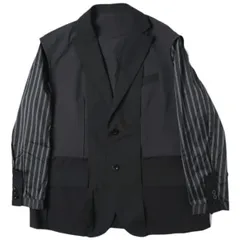 sacai サカイ 24SS 日本製 Suiting Jacket  ハイブリッド スーチングジャケット 24-03265M 1 BLACK テーラード ドッキング アウター g27569のサムネイル