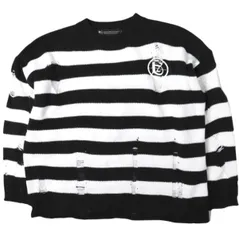 A Good Bad Influence アグッドバッドインフルエンス GB LOGO DAMAGED BORDER KNIT ダメージ加工ボーダークルーネックニット L WHITE/BLACK セーター トップス g27589のサムネイル