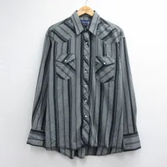 XL/古着 ラングラー 長袖 ウエスタン シャツ メンズ 90年代 90s グレー ストライプ 26jul13のサムネイル
