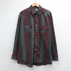 XL/古着 ラングラー 長袖 ウエスタン シャツ メンズ 00年代 00s 大きいサイズ レッド ストライプ 26jul13のサムネイル