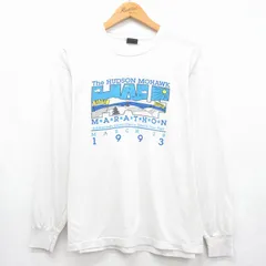 XL/古着 スクリーンスターズ 長袖 ビンテージ Tシャツ メンズ 90年代 90s マラソン クルーネック USA製 ホワイト 26jul13のサムネイル