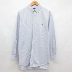 XL/古着 ラルフローレン 長袖 ブランド シャツ メンズ 90年代 90s ワンポイントロゴ YARMOUTH オックスフォード 大きいサイズ コットン ボタンダウン ライトブルー ストライプ 26jul14のサムネイル
