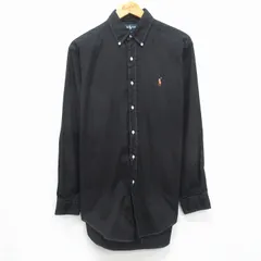 L/古着 ラルフローレン 長袖 ブランド シャツ メンズ 90年代 90s ワンポイントロゴ YARMOUTH オックスフォード コットン ボタンダウン ブラック 26jul14のサムネイル