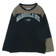 MAISON MARGIELA メゾンマルジェラ 25SS SH0NH0010 MM6 エムエムシックス バイカラー ロゴ プリント 長袖 カットソー ブラック系 グレイッシュベージュ系 XL【中古】のサムネイル