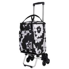 ［BAGING バギング］日本製YKKファスナー 階段も引いて上がれる 5段階調整可能 保温保冷 ショッピングキャリー 6輪静音キャスター 折りたたみ 買い物カート 909 (ブラックフラワー)のサムネイル