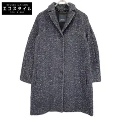 S MaxMara　エスマックスマーラ　ネイビー ウールアルパカ ヘリンボーンチェスターコート　42のサムネイル