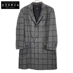 HUGOBOSS　ヒューゴボス　グレー ロロピアーナ生地 ウィンドウペン チェスターコート　54のサムネイル