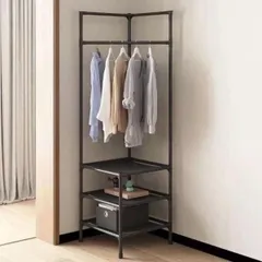 ★ハンガーラック　コーナーハンガー パイプラック 3段棚 洋服ラック 小物　収納　省スペース　玄関ラック　リビングラックのサムネイル