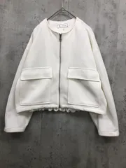 Rope Picnic ロペピクニック 幾何柄ジャガードショート丈 ブルゾン size38/白 ■■ レディースのサムネイル