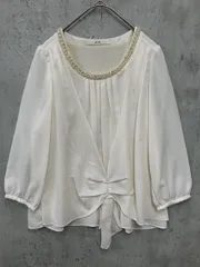 ef-de エフデ パール ビジュー プリーツ シフォン ブラウス シャツ size9/アイボリー ■■ レディースのサムネイル