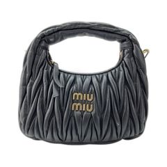 即配：MIU MIU マテラッセ ホーボー ショルダーバッグ2wayブラック