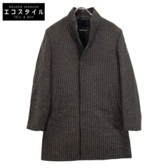 PaulStuart　ポールスチュアート　ブラウン J1B67-222-56 ハウンドトゥース カシミヤ混スタンドカラーコート　46のサムネイル
