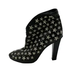 JIMMY CHOO(ジミーチュウ) ブーティ 37 レディース - 黒×シルバー スター(星)/スタッズ/アウトソール張替済 レザーのサムネイル