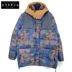 ETRO　エトロ　192-1S285-5518 ブルー×ブラウン ナイロン メープルリーフプリント フーデッドダウンジャケット　3XLのサムネイル