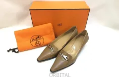 経堂) エルメス HERMES ビット付 パンプス ポインテッドトゥ 箱 保管袋付 サイズ36 1/2 シューズ 靴 レディース ブラウンのサムネイル