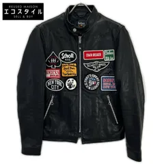 schott　ショット　3191052 ブラック ラムレザー ワッペン ジャケット　Sのサムネイル