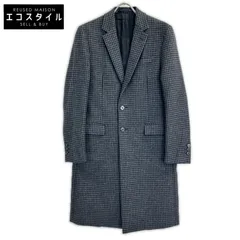PRADA　プラダ　ブラック UC371D  16AW カシミヤ混 チェック チェスターフィールドコート　46Rのサムネイル