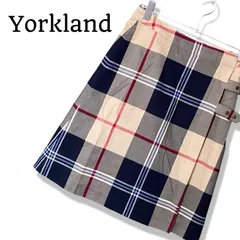 Yorkland ヨークランド ベージュ マルチカラー チェック柄 レディース スカート ひざ丈スカート プリーツスカート カジュアル 大人カジュアル 【Sサイズ相当】268TYのサムネイル