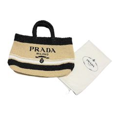 PRADA プラダ ストライプトートバッグ ノベルティ ブラウン - メルカリ